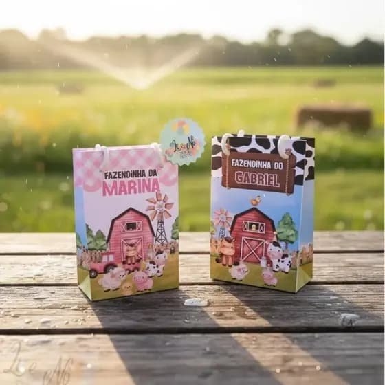 Sacolinha de Presente Fazendinha Lembrancinha de Aniversário Surpresa Infantil Personalizada Pegue Monte