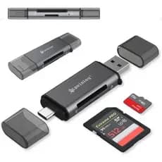 Leitor De Cartão De Memória Sd E Micro Sd Para Usb-c E Usb-a Preto