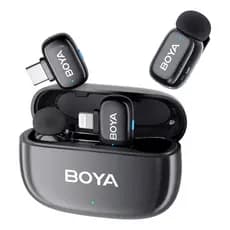 Microfone Duplo Sem Fio Lapela Boya Mini-12 iPhone E Android Preto