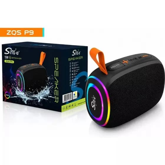 Caixa de Som Portátil Sem Fio Sing-e ZQS-P9 – Caixa de Som Compacta com Bluetooth 5.3 e Graves Potentes, com Luz RGB