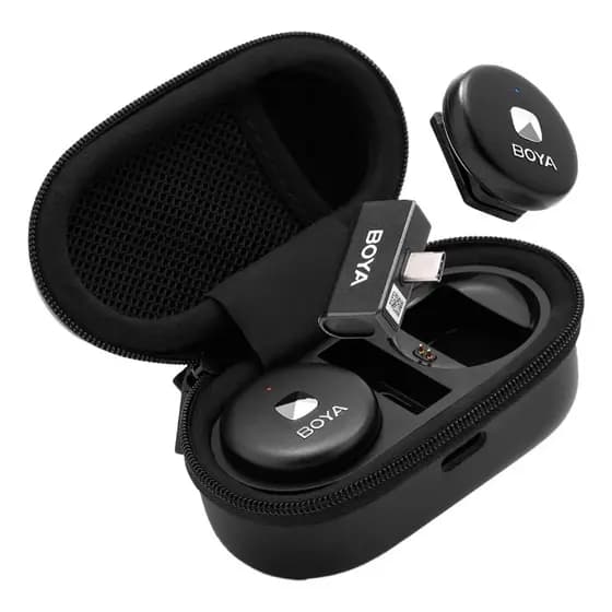 Sistema Microfone Sem Fio Boya Omic-u Usb C Lapela Preto