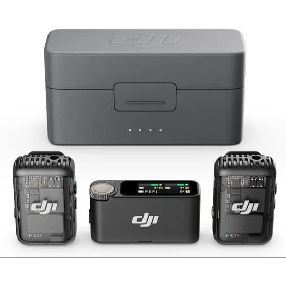 Microfone DJI 2 (2 TX + 1 RX + estojo de carregamento), microfone de lapela sem fio