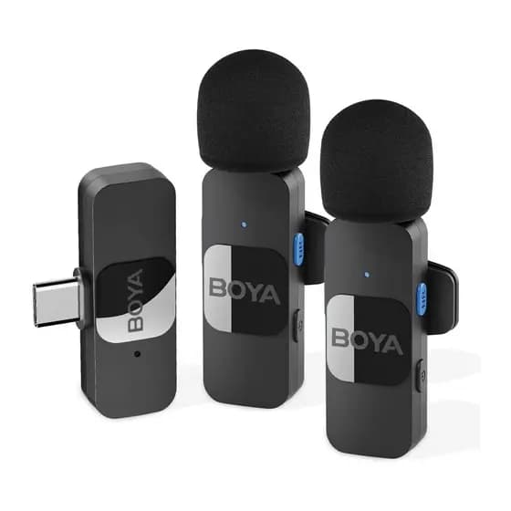 Sistema de Microfone Lapela Boya By-v20 para Iphone 15 e Android Sem Fio 2.4Ghz