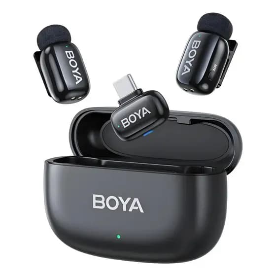 Microfone Sem Fio Boya Boya Mini-14 Usb C Lapela Preto