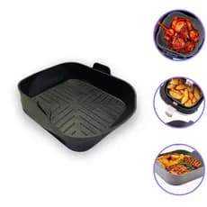 Bandeja Forma Cesta De Silicone Para Airfryer 20,5 x 20,5 x 7 Quadrada Redonda