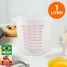 Jarra Medidora de Plástico 1 LITRO ou 2 LITROS  Cozinha com Alça Bico Preciso e Durável
