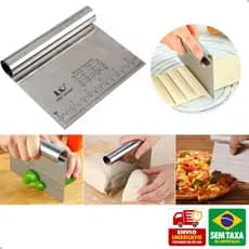 Espátula Em Inox Raspador De Massa Corta Massa Legumes Com Medidor 15cm