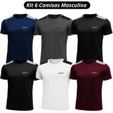 Kit 6 Camisas Dry Fit Academia Masculina Tecido Leve Musculação e Treino