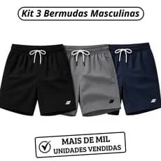 Kit 3 Bermudas Masculina Dry Fit Short Academia Masculino Tectel Elastano