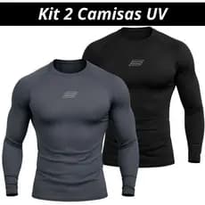 Kit 2 Camisas Uv Masculino Blusa Proteção Solar 50 + Camiseta Térmica Manga Longa