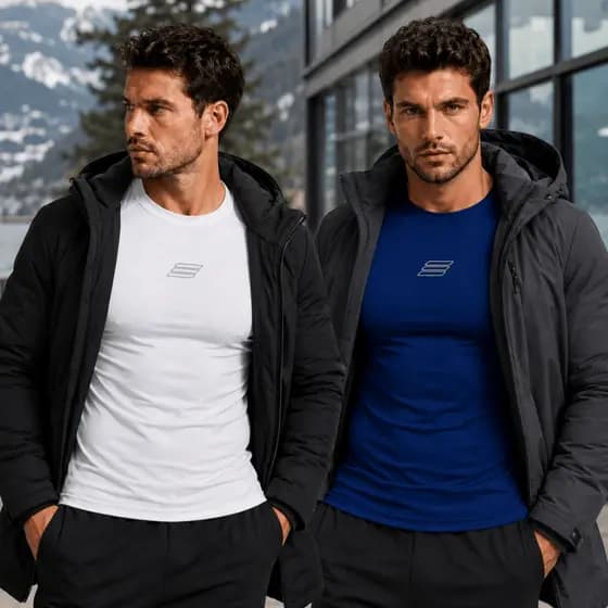 Kit 2 Camisas Masculinas Manga Comprida Ideal para o Frio Inverno Respirável Trilha Esporte