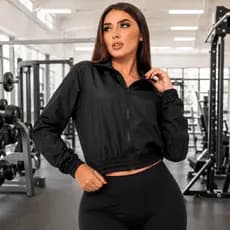 Jaqueta Corta Vento Cropped Feminina Tactel Fitness Academia Corrida Caminhada Casual Leve Treino