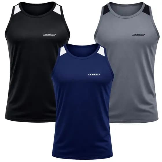 Kit 3 Regatas Masculinas Dry Fit Academia Treino Fitness Corrida Musculação Leve Conforto Dia a Dia