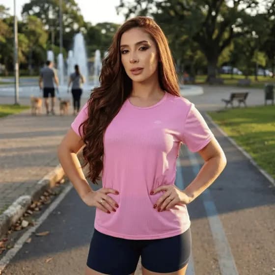 Camiseta Dry Fit Feminina Manga Curta Academia Treino Corrida Leve Respirável Rápida Secagem