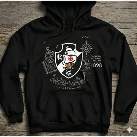 Blusa Moletom Vasco da Gama Confortável Gigante Colina Time Carioca Canguru Casaco Time De Futebol Vasco Da Gama