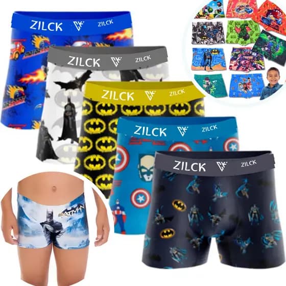 Kit 10 Cueca Box Infantil Forro 100% Algodão Antialérgico Cuecas Boxer Infantis para Crianças