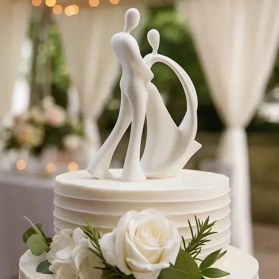 Escultura Romântica Casal Dança Topo Bolo Casamento Amor Enfeite Noivos Festa Presente Namorados Decoração Charmosa Lar