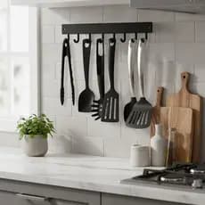 Suporte Utensilios Cozinha Parede 8 Ganchos Organizador