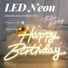Letreiro de Neon LED "Happy Birthday" | Decoração para Festas | Estoque em São Paulo
