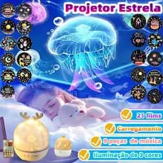 🎅🦄🐬🦕BALEIA Lâmpada infantil lâmpada de projeção lâmpada giratória céu estrelado oceano Natal espaço