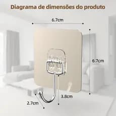 Gancho Adesivo Resistente à Água, Reforçado e Multifuncional, de Metal - Ideal para Parede, Cozinha e Banheiro