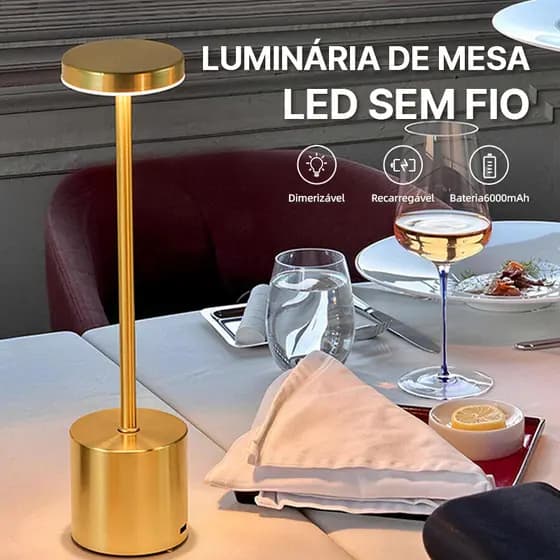 Luminária de Mesa LEDSem Fio Dourada Dimerizável Bateria 6000mAhRecarregável LuzSuave Proteção Ocular Para Uso Doméstico