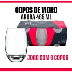 Conjunto 6 Copos de Vidro Nadir Aruba 465ml. Drinks, Sucos, Água, Refrigerante, Batida, Cerveja.