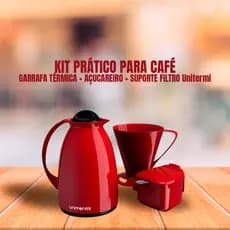 Kit Prático Café Completo – Garrafa + Suporte + Açucareiro Café Sempre Quentinho!