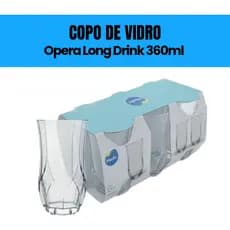 Conjunto 6 Copos Longos De Vidro Nadir Ópera 360ml