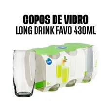 Conjunto 6 Copos De Vidro 430ml Nadir Favo Agua Suco Refrigerante Drink Resistente e Sofisticado