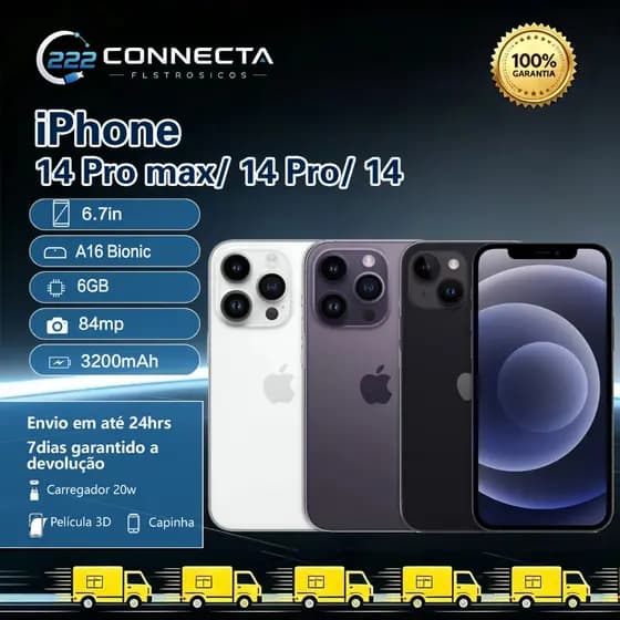 Celular Iphone 14/ 14 Pro/ 14 Pro Max 128gb/ 256gb 100% Original Com Garantia- Vitrine