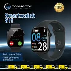 Smartwatch S11 Série 11 Tela AMOLED Bluetooth notificações de WhatsApp, GPS, Monitora Saude, Chat GPT e notificações de