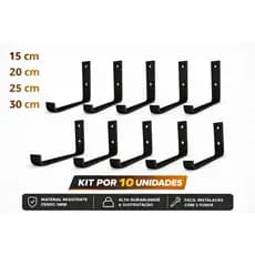 KIT 10 UNIDADES MÃO FRANCESA 15-20-25-30CM COM BUCHA E PARAFUSOS MÃO FRANCESA SUPORTE CANTONEIRA