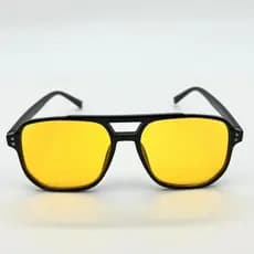 Óculos De Sol Quadrado Vintage Lente Amarela Retrô