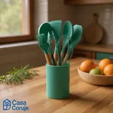 Conjunto Utensilios Cozinha Silicone 8 Pecas Rosa Kit Ferramentas Culinarias Resistentes
