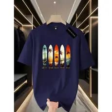Camiseta masculina Estampada Pranchas para surf 100% algodão super confortável moda verão