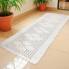 Tapete Passadeira De Crochê 100% Algodão 1,35m x 0,40m Corredor
