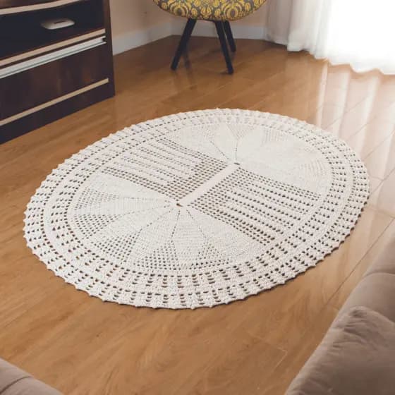 Tapete Oval Crochê 100% Algodão 1,60m x 1,20m Sala Escritório