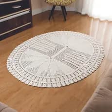 Tapete Oval Crochê 100% Algodão 1,60m x 1,20m Sala Escritório