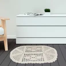 Kit Tapete Oval Crochê Cru 100% Algodão 2 Peças 65cm x 40cm