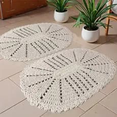 Kit 2 Tapetes Oval Crochê 100% Algodão 37cm x 45cm