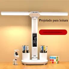Luminária Led Mesa Relógio Digital 3 Níveis de Cor Com Porta Caneta LLBAZARBR
