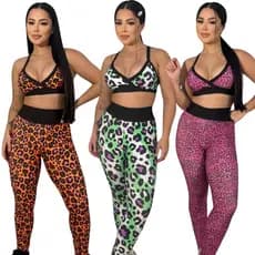 Conjunto leg e top estampada fitness academia look treino