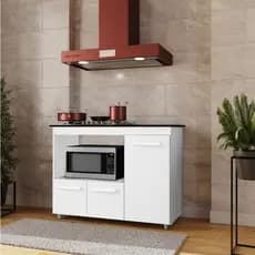 Balcão Cooktop 4 ou 5 Bocas com 3 Portas e Espaço para Forno Ana