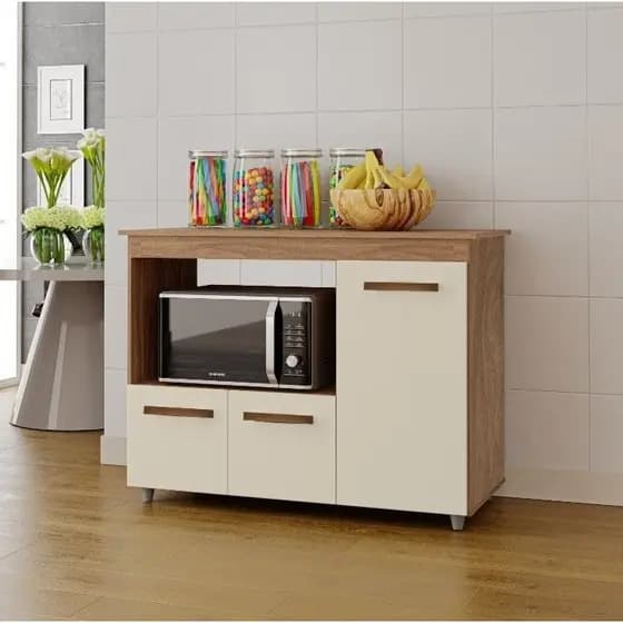 Balcão Multiuso 3 Portas Com Espaço Para Forno Liza - Pac Store
