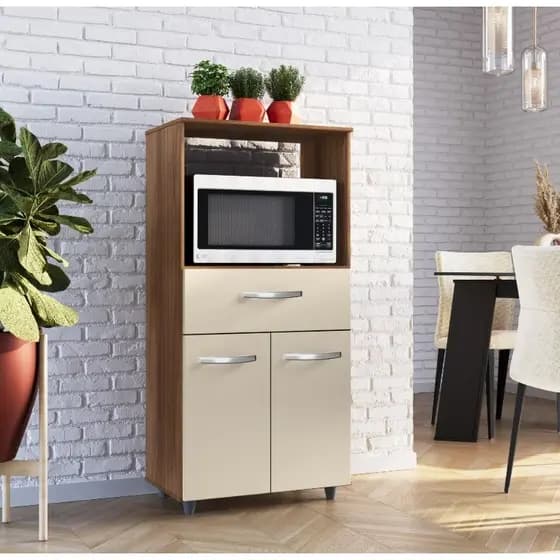 Balcão Multiuso Para Forno Com 2 Portas e 1 Gaveta Luna
