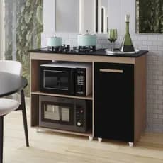 Balcão Cooktop Sara 115cm Para Cozinha Espaço Microondas Armário