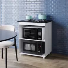 Balcão Cooktop Lara 75cm Multiuso Para Cozinha Espaço Microondas