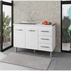 Balcão de Cozinha para Pia 118cm com 3 Gavetas (Sem Tampo) Bianca - Envio Imediato