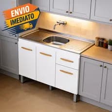 Balcão Gabinete Para Pia Cozinha Anita 118cm Sem Tampo - Pac Store